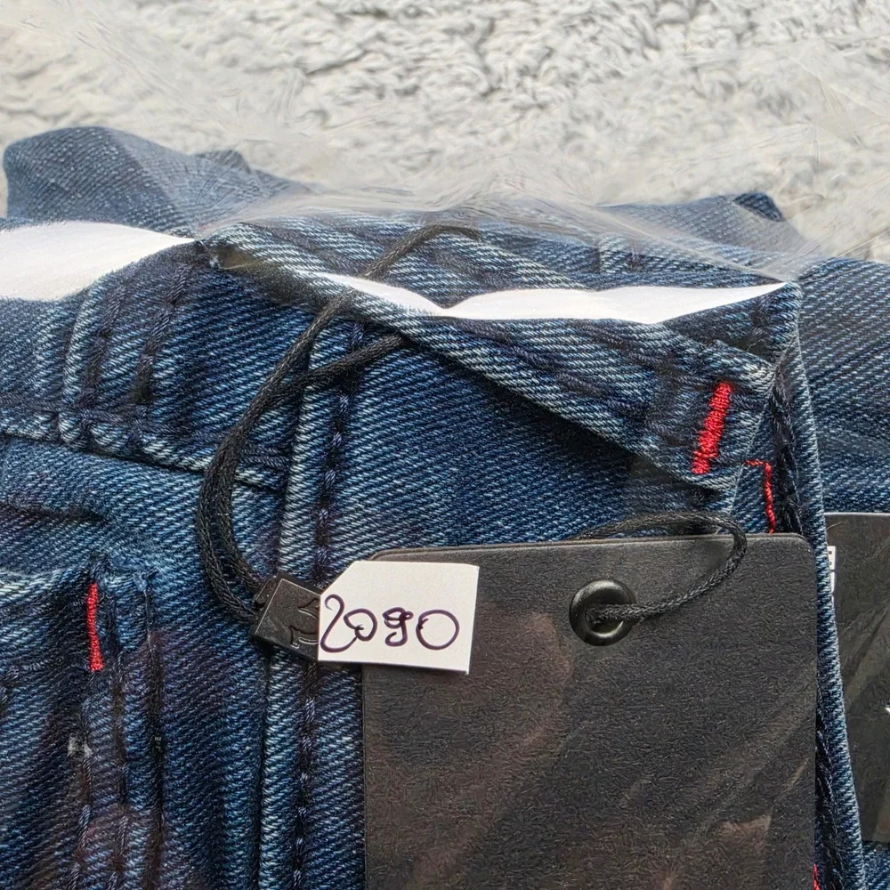 True Religion Geno Relaxed Slim Jeans Mens 30 Blue Big T Flap Shivering Wash NWT